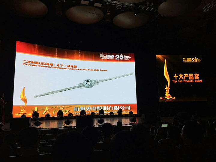 勇电照明获2015年阿拉丁神灯奖“十大产品奖”和“百强企业”-杭州勇电照明有限公司